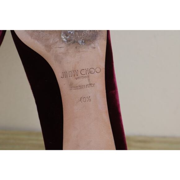 Jimmy Choo Shoes 40.5 Red Velvet Alia Kitten Heel Pumps Italy - Picture 6 of 10